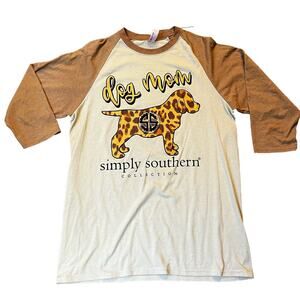 Simply Southern Women's MD Dog Mom Raglan Graphic T-shirt